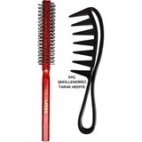 Layes Professional İnce Erkek Saç Fırçası – Boncuklu Uçlu, Ergonomik Maun Saplı, Kırılma Önleyici, Fön ve Günlük Şekillendirme İçin