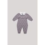 Layette Bg Store Erkek Bebek Gri Tulum Kısa Kollu Gömlek Yaka Grafik Desenli Rahat Kumaş - 6 Ay