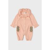 Layette Kız Bebek Somon Renkli Tulum Truvakar Kol Gömlek Yaka Grafik Desenli Rahat Tasarım - 18 Ay