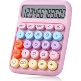 Layfhex 12 Haneli Yuvarlak Tuşlu Ofis Hesap Makinesi Pembe Renkli LCD Ekran ile Kullanım Kolaylığı - Masaüstü