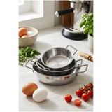 layfislife Mini Paslanmaz Çelik Silver Renk Çift Kulplu 3’lü Derin Sos Pişirme Seti ve Sunum Tavası 10,5 cm - 12 cm - 14 cm