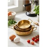 layfislife Paslanmaz Çelik Gold Renk Çift Kulplu 3’lü Derin Sahan Seti Pişirme ve Sunum Tavası 10,5 cm - 12 cm - 14 cm