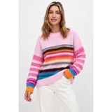 Layk Mayk Kadın Renkli Çizgili Yumoş Oversize Pembe Yün KAZAK-00559467 - S/REG