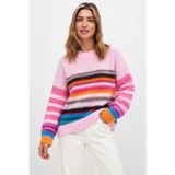 Layk Mayk Kadın Renkli Çizgili Yumoş Oversize Pembe Yün Kazak-00559467