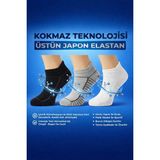 Laykmayk Kokmaz Siyah Gri Beyaz Havlu Patik 3lü Kısa ÇORAP-LYKM05 - Çok Renkli