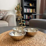 Layla Copper Bakır 3 lü dallı Çerezlik Kahvaltılık Baharatlık Sunumluk