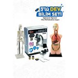 Laylay Toys Fen Seti 3'lü İskelet Modeli 46 cm - İnsan Vücudu 8 Parça 27 cm - Mikroskop Seti