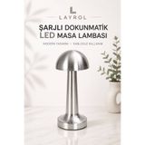 Layrol Şarjlı Masa Lambası Dekoratif Dokunmatik Mantar Masa Lambası
