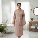 Layvera %100 Pamuk Bornoz | Greek Desen-Bej-Cepli-Unisex