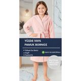 Layvera Kız-Erkek Çocuk Bornozu %100 Pamuk | Kapüşonlu – Cepli – Yumuşak – Biyeli – Pembe