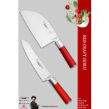 Lazbisa MFT-005 Red Craft Serisi Mutfak Et Ekmek Şef Sebze Börek Bıçak Set