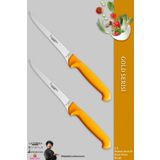 Lazbisa MFT-020 Gold Serisi Mutfak Fileto Steak Et Balık Tavuk Kesme Fileto 2'li Bıçak Set