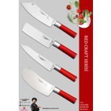 Lazbisa MFT-271 Red Craft Serisi Mutfak Şef Et Ekmek Sebze Şef 4'lü Bıçak Set