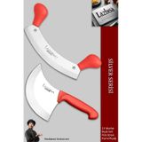 Lazbisa Mft-460 Silver Serisi Pizza Salata Hilal Börek Pide Bıçağı Kıyma Bıçağı 2 Li Set Günlük Kullanım Kırmızı