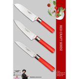 Lazbisa MFT-8476 Red Craft Serisi Mutfak Et Ekmek Şef Sebze Börek 3'lü Bıçak Set