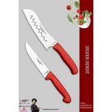 Lazbisa MFT-8654 Gold Serisi Mutfak Et Ekmek Sebze Kıyma Salata Şef 2'li Bıçak Set