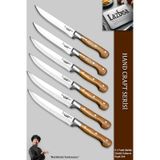 Lazbisa Mtf-048 Hand Craft Mutfak Bıçak Seti Et Ekmek Sebze Meyve Doğrama Bıçağı 6 Lı Günlük Kullanım Kırmızı