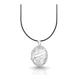 Lazer İşlemeli Oval Kapaklı Gümüş Kolye 4.5X2.7 Cm [Oyskk050]