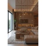 Lazer Kesim Sarkıt Paravan, Ahşap Separatör, Oda Bölücü 4'lü Panel Levha Halka Model - 34 x 34 Cm - Ahşap - Ceviz