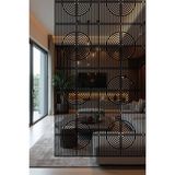 Lazer Kesim Sarkıt Paravan, Ahşap Separatör, Oda Bölücü 4'lü Panel Levha Halka Model - 34 x 34 Cm - Antrasit - Gri