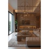 Lazer Kesim Sarkıt Paravan, Ahşap Separatör, Oda Bölücü 4'lü Panel Levha Halka Model - 40 x 40 Cm - Ahşap - Ceviz