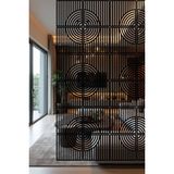Lazer Kesim Sarkıt Paravan, Ahşap Separatör, Oda Bölücü 4'lü Panel Levha Halka Model - 40 x 40 Cm - Ahşap - Siyah