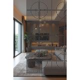 Lazer Kesim Sarkıt Paravan, Ahşap Separatör, Oda Bölücü 4'lü Panel Levha Halka Model - 40 x 40 Cm - Antrasit - Gri