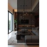 Lazer Kesim Sarkıt Paravan, Ahşap Separatör, Oda Bölücü 4'lü Panel Levha Illizyon Model - 40 x 40 Cm - Ahşap - Siyah