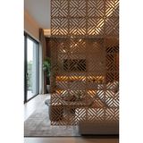 Lazer Kesim Sarkıt Paravan, Ahşap Separatör, Oda Bölücü 4'lü Panel Levha Kilit Model - 34 x 34 Cm - Ahşap - Ceviz