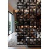 Lazer Kesim Sarkıt Paravan, Ahşap Separatör, Oda Bölücü 4'lü Panel Levha Kilit Model - 34 x 34 Cm - Ahşap - Siyah