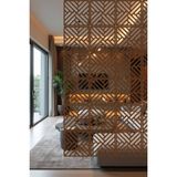Lazer Kesim Sarkıt Paravan, Ahşap Separatör, Oda Bölücü 4'lü Panel Levha Kilit Model - 40 x 40 Cm - Ahşap - Ceviz