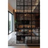 Lazer Kesim Sarkıt Paravan, Ahşap Separatör, Oda Bölücü 4'lü Panel Levha Kilit Model - 40 x 40 Cm - Ahşap - Siyah