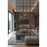 Lazer Kesim Sarkıt Paravan, Ahşap Separatör, Oda Bölücü 4'lü Panel Levha Kilit Model - 40 x 40 Cm - Antrasit - Gri