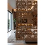 Lazer Kesim Sarkıt Paravan, Ahşap Separatör, Oda Bölücü 4'lü Panel Levha Labirent Model - 34 x 34 Cm - Ahşap - Ceviz