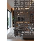 Lazer Kesim Sarkıt Paravan, Ahşap Separatör, Oda Bölücü 4'lü Panel Levha Labirent Model - 34 x 34 Cm - Antrasit - Gri