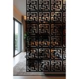 Lazer Kesim Sarkıt Paravan, Ahşap Separatör, Oda Bölücü 4'lü Panel Levha Labirent Model - 40 x 40 Cm - Ahşap - Siyah