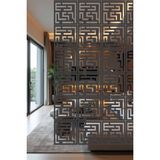 Lazer Kesim Sarkıt Paravan, Ahşap Separatör, Oda Bölücü 4'lü Panel Levha Labirent Model - 40 x 40 Cm - Antrasit - Gri
