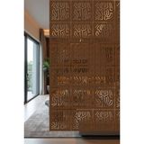 Lazer Kesim Sarkıt Paravan, Ahşap Separatör, Oda Bölücü 4'lü Panel Levha Modern Model - 40 x 40 Cm - Ahşap - Ceviz