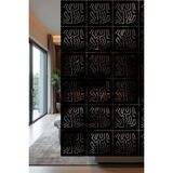 Lazer Kesim Sarkıt Paravan, Ahşap Separatör, Oda Bölücü 4'lü Panel Levha Modern Model - 40 x 40 Cm - Ahşap - Siyah
