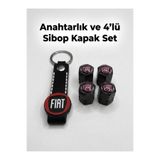 Lazer Store Fiat Egea ile Uyumlu Logolu Siyah Alüminyum Sibop Kapağı ve Silikon Anahtarlık