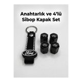 Lazer Store Förd ile Uyumlu Logolu Siyah Alüminyum Sibop Kapağı ve Silikon Anahtarlık