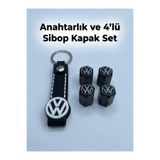 Lazer Store Volkswagen Transporter ile Uyumlu Logolu Siyah Alüminyum Sibop Kapağı ve Silikon Anahtarlık