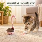 Lazerli Mama Hazneli İnteraktif Kedi Oyuncağı, Ödül Mamalı Kuğu Tasarım, Pilli Hareketli Lazer Oyuncak, Zihinsel Uyarım Ve Egzersiz İçin Kedi Aktivite Oyuncağı, Piller Dahil (Pembe)