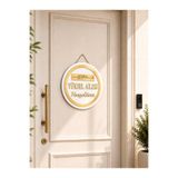 LAZERRA HOME Besmele Tablo Kişiye Özel Gold Pleksi Ahşap Kapı Süsü Dış Kapı İsimliği Dekoratif Kapı Tabelası