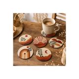 Lazerstüdyo Bardak Altlığı 6’lı Set – 9 cm - 3 mm MDF -UV Baskı Dekoratif Bardak Altlık