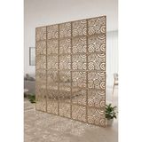 Lazerus Cnc Markalama Spiral Desenli Modüler Paravan Oda Bölücü Panel Seti (Ahşap Görünümlü) 4 Adet - 35X35