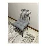 lazilla Eco Gri Sandalye Minderi Özel Düğme Dikişili Bağcıklı 40x40cm