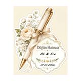 Lazora Design 10 Adet Kişiye Özel Kalem Temalı Düğün Nişan Kına Nikah Magneti 3 mm MDF UV Baskı Magnet