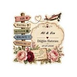 Lazora Design 10 Adet Kişiye Özel Yolculuk (Model 2) Temalı Düğün Nişan Kına Nikah Magneti 3 mm MDF UV Baskı Magnet