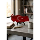 LAZORİAE Atatürk İmzalı Harita, Masaüstü Dekor, Ofis Masa Üstü Aksesuarı, Türkiye Haritası 25x10 cm